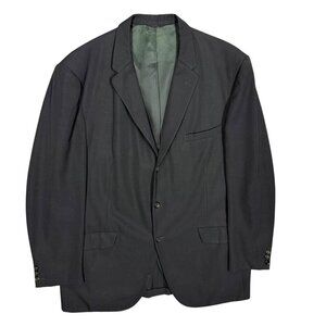 Vintage Bespoke 1961 Blazer Jacket Wool Heavyweight Sport Coat Black 46R